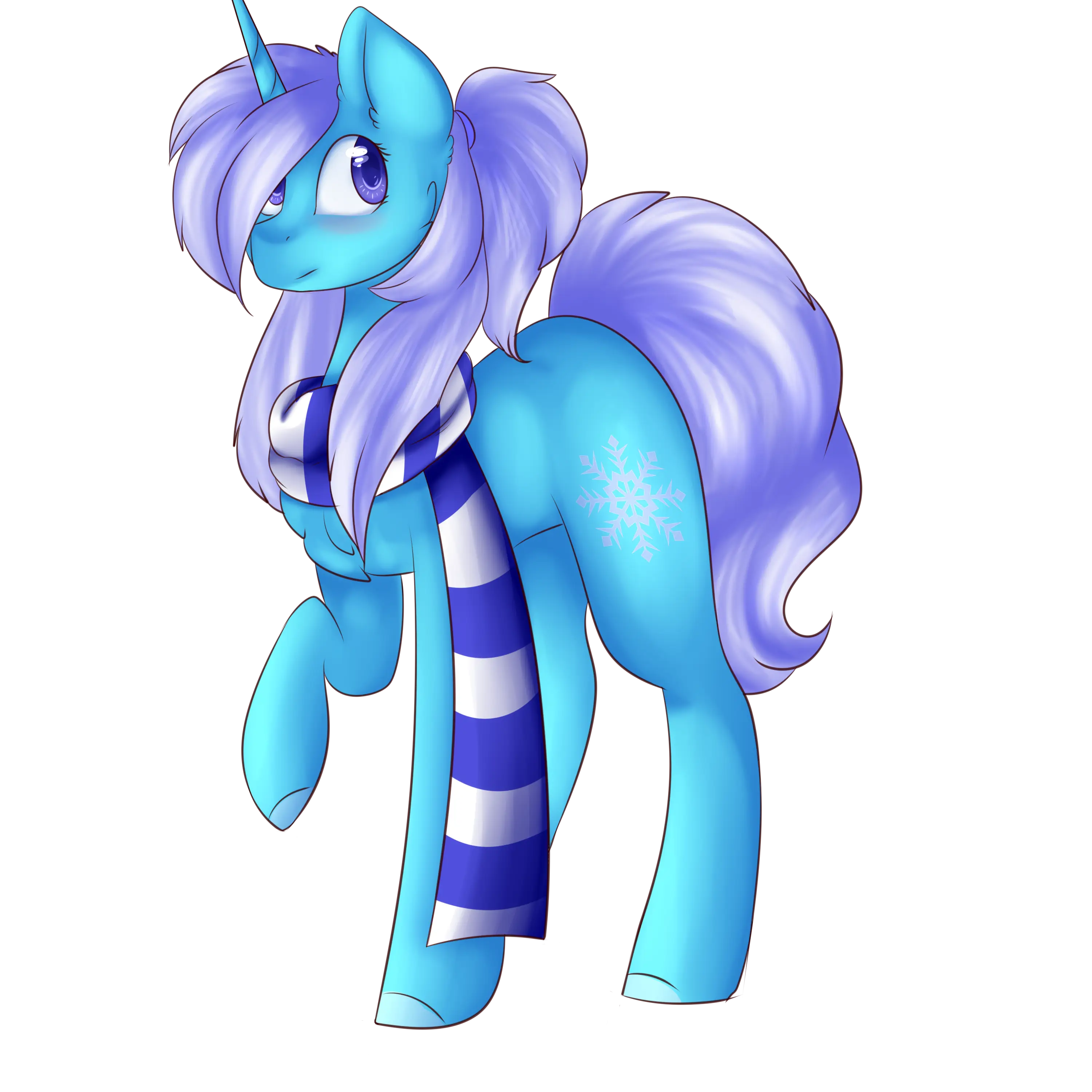 Adorable Blue Unicorn with a Scarf