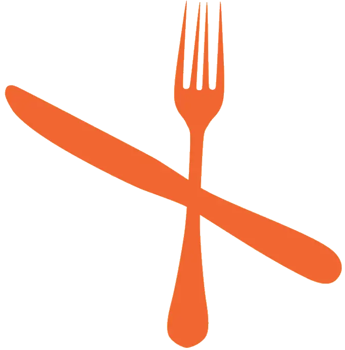 Minimalist Fork and Knife Orange Icon