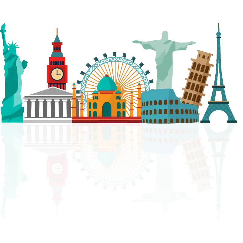 Famous Landmarks Illustration