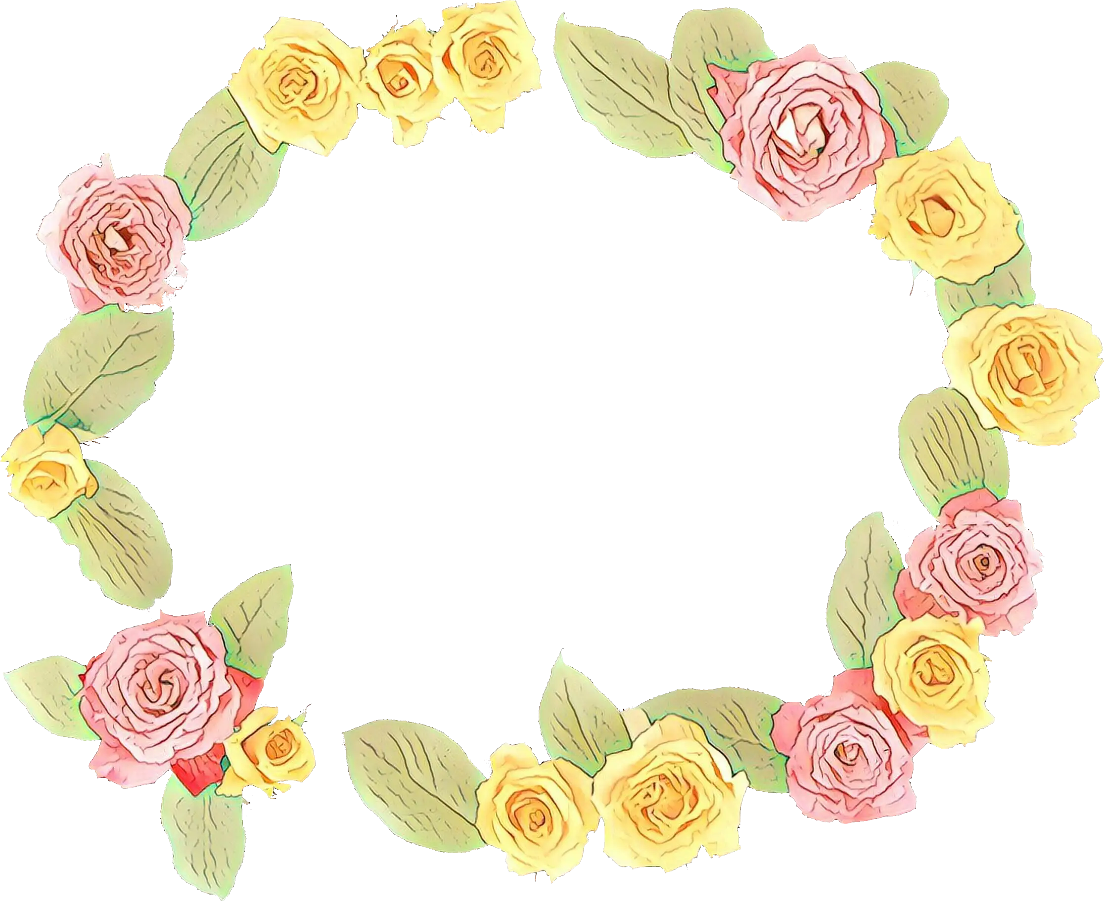 Floral Wreath with Yellow and Pink Roses