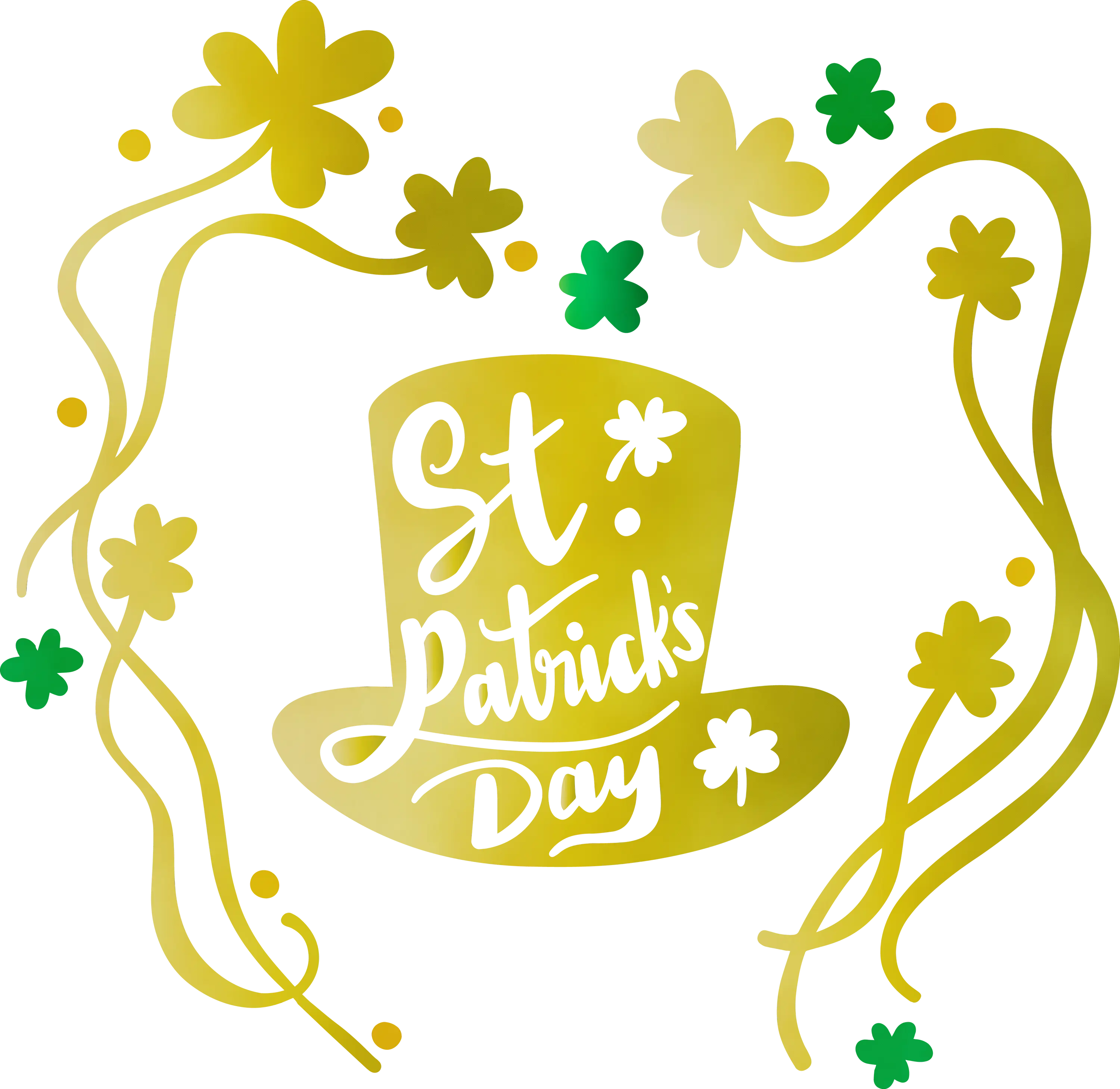 St. Patrick&#039;s Day Hat and Shamrock Illustration