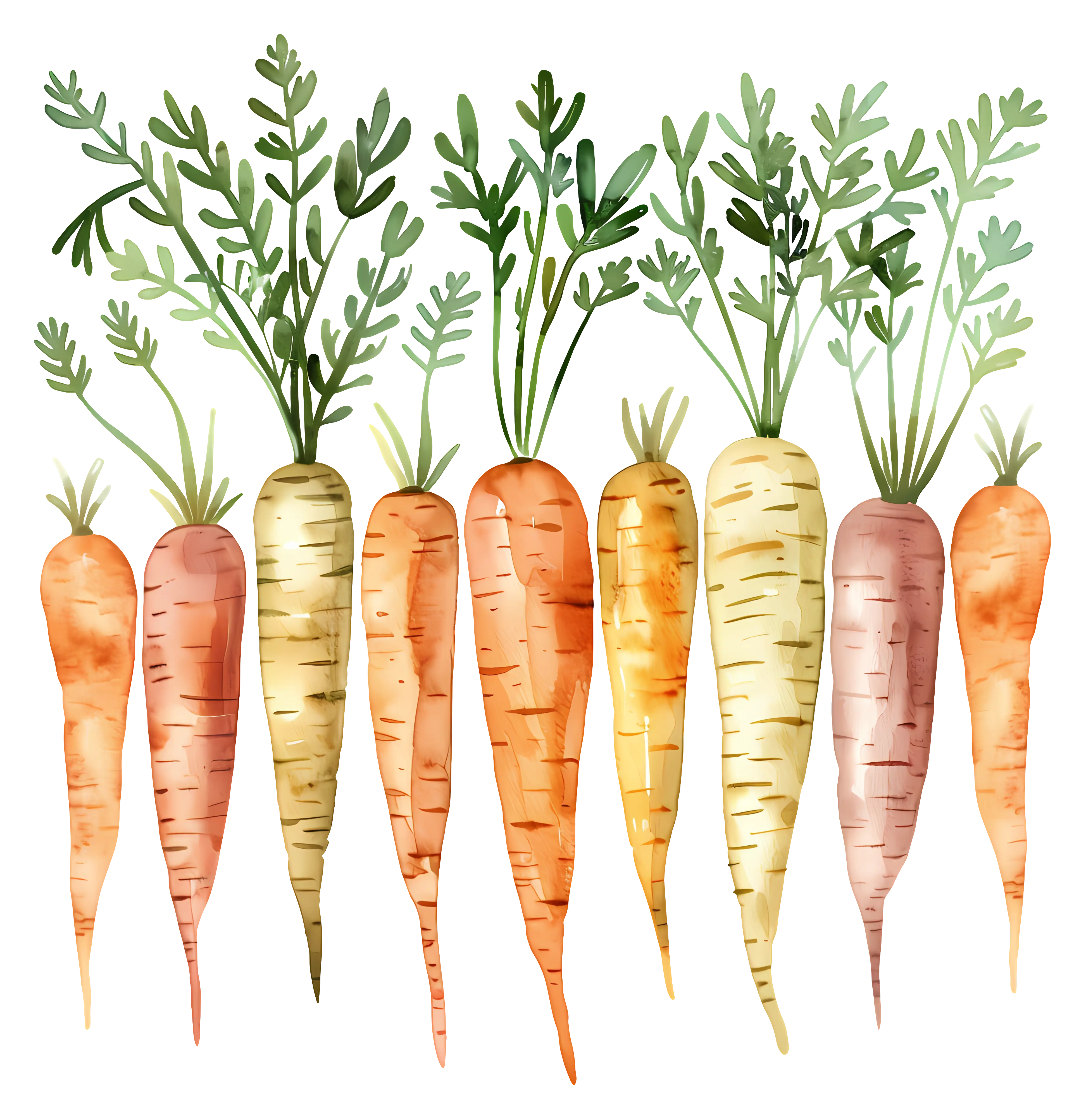 Watercolor Carrots and Parsnips Illustration