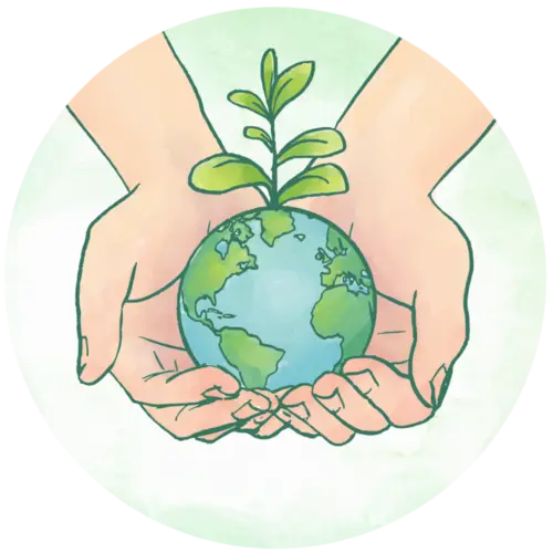 Hands Holding Earth with Green Sprout