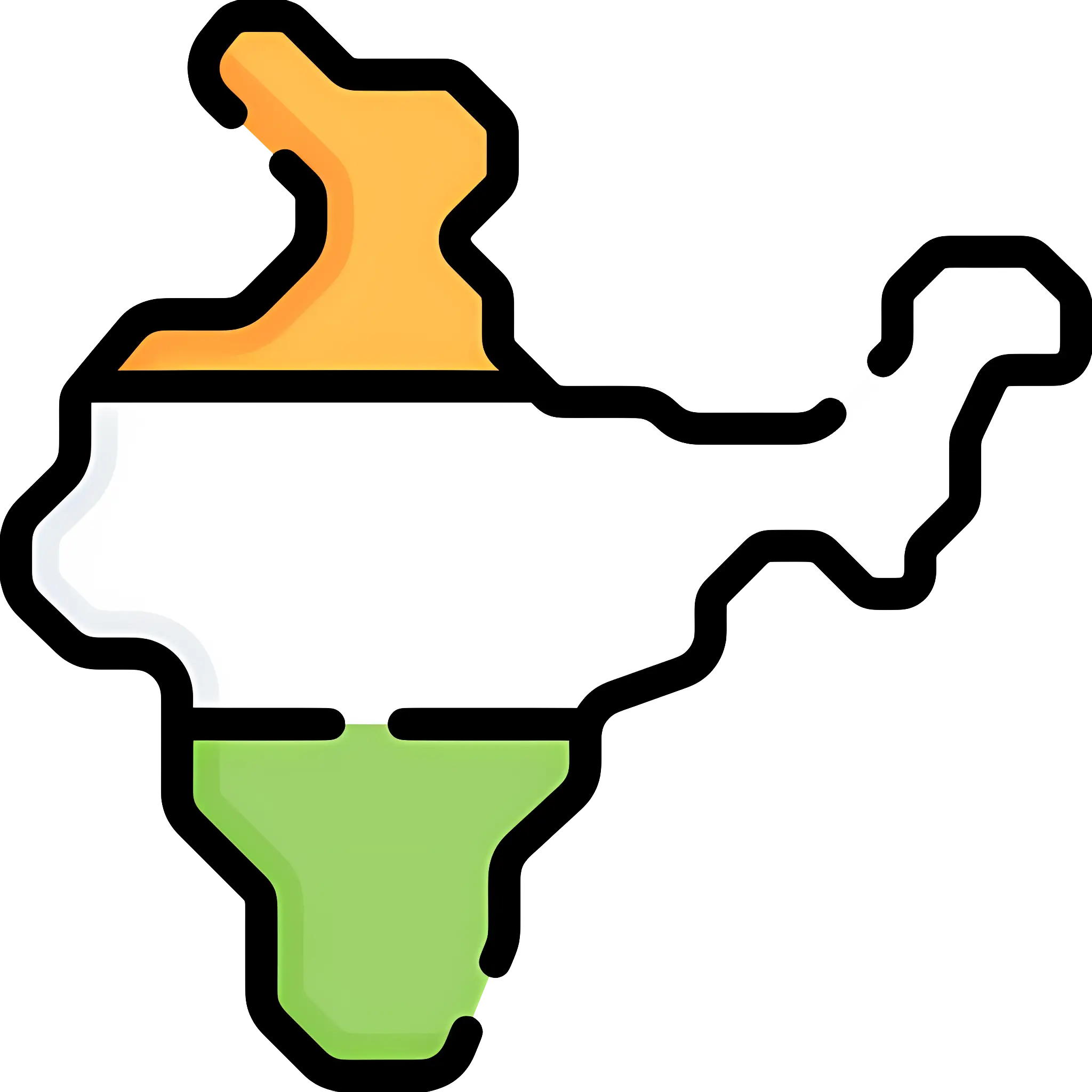 Map of India with Tricolor