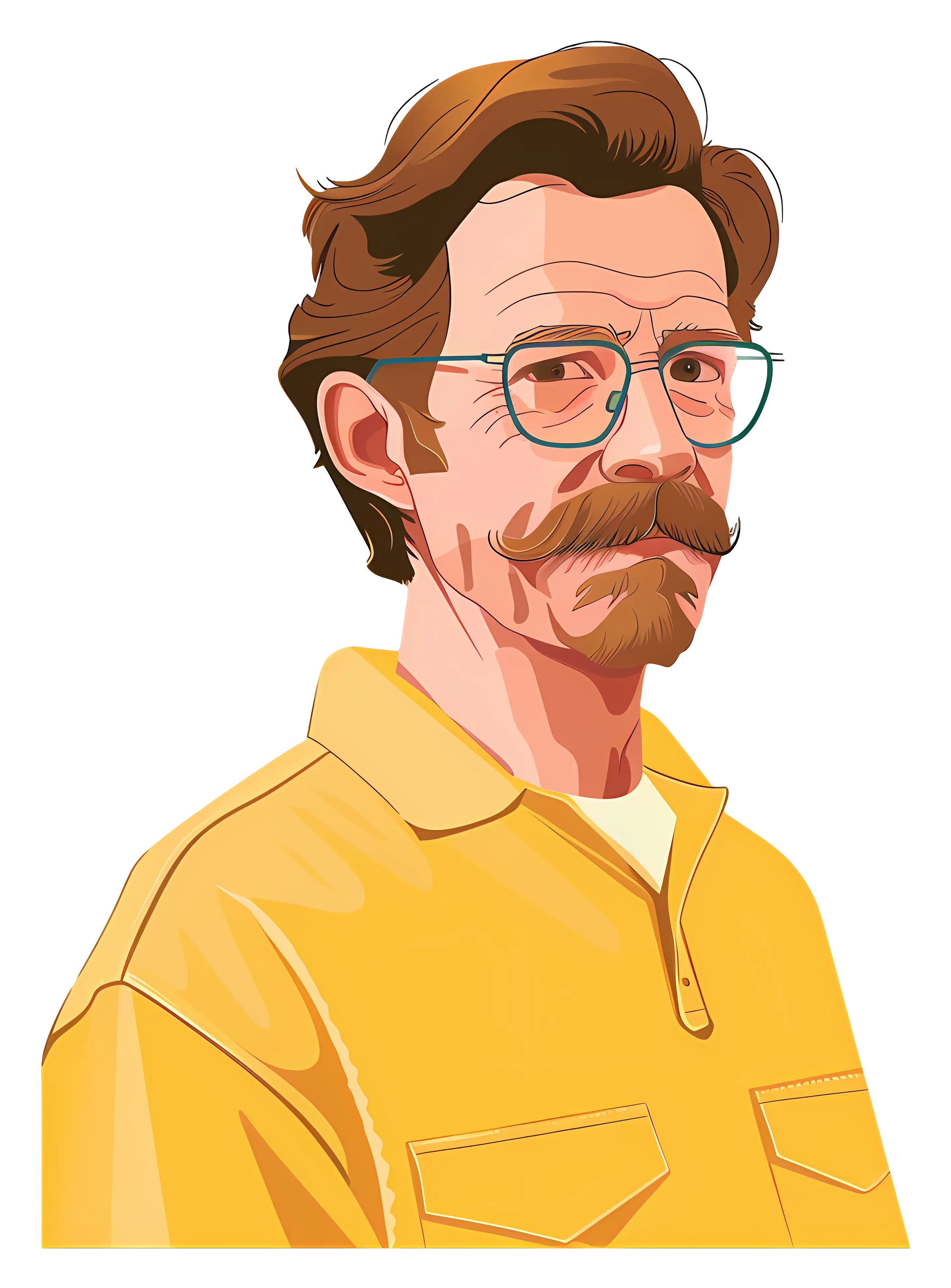 Serious Man with Glasses and Mustache