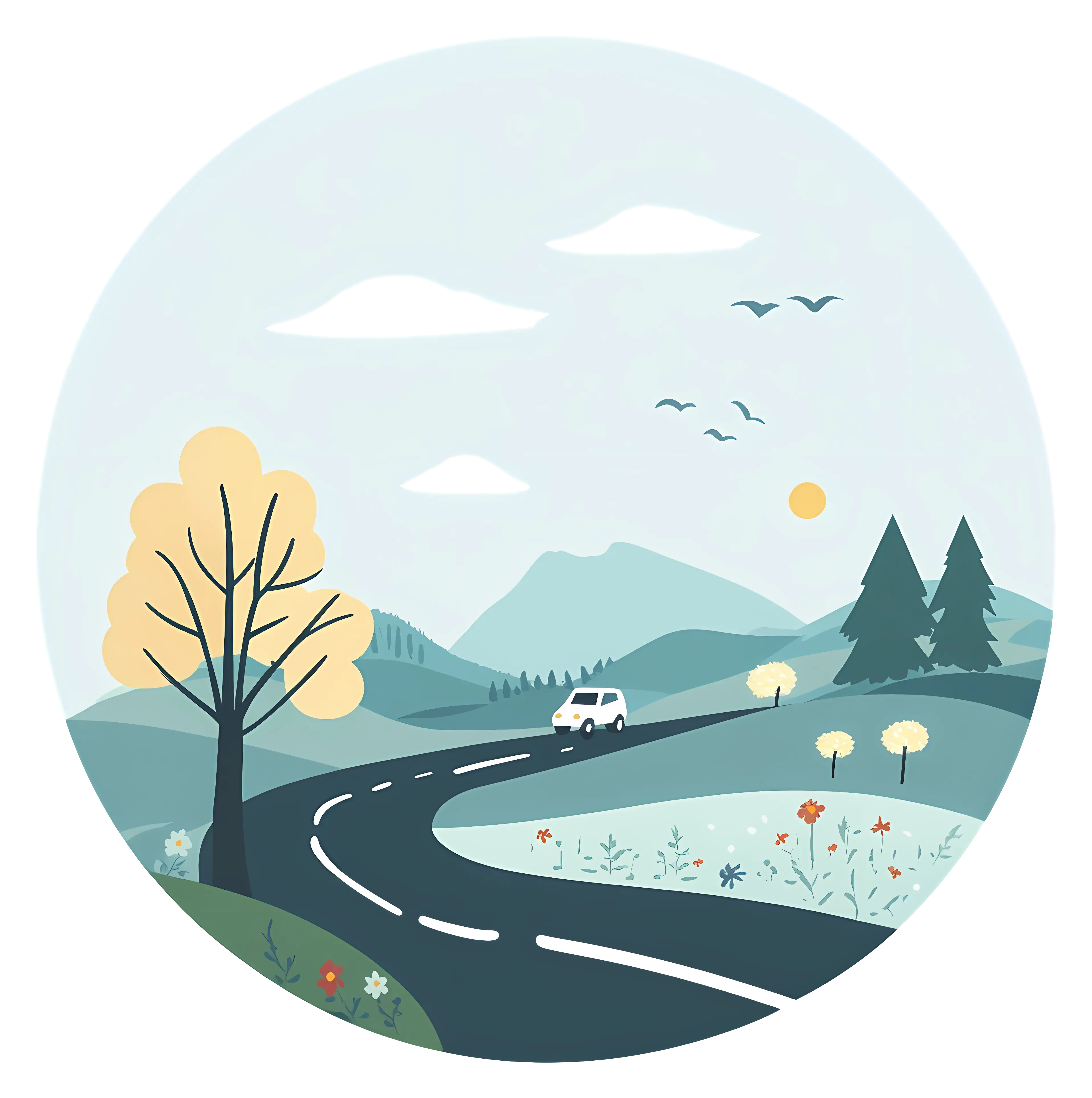 Scenic Road through Mountains