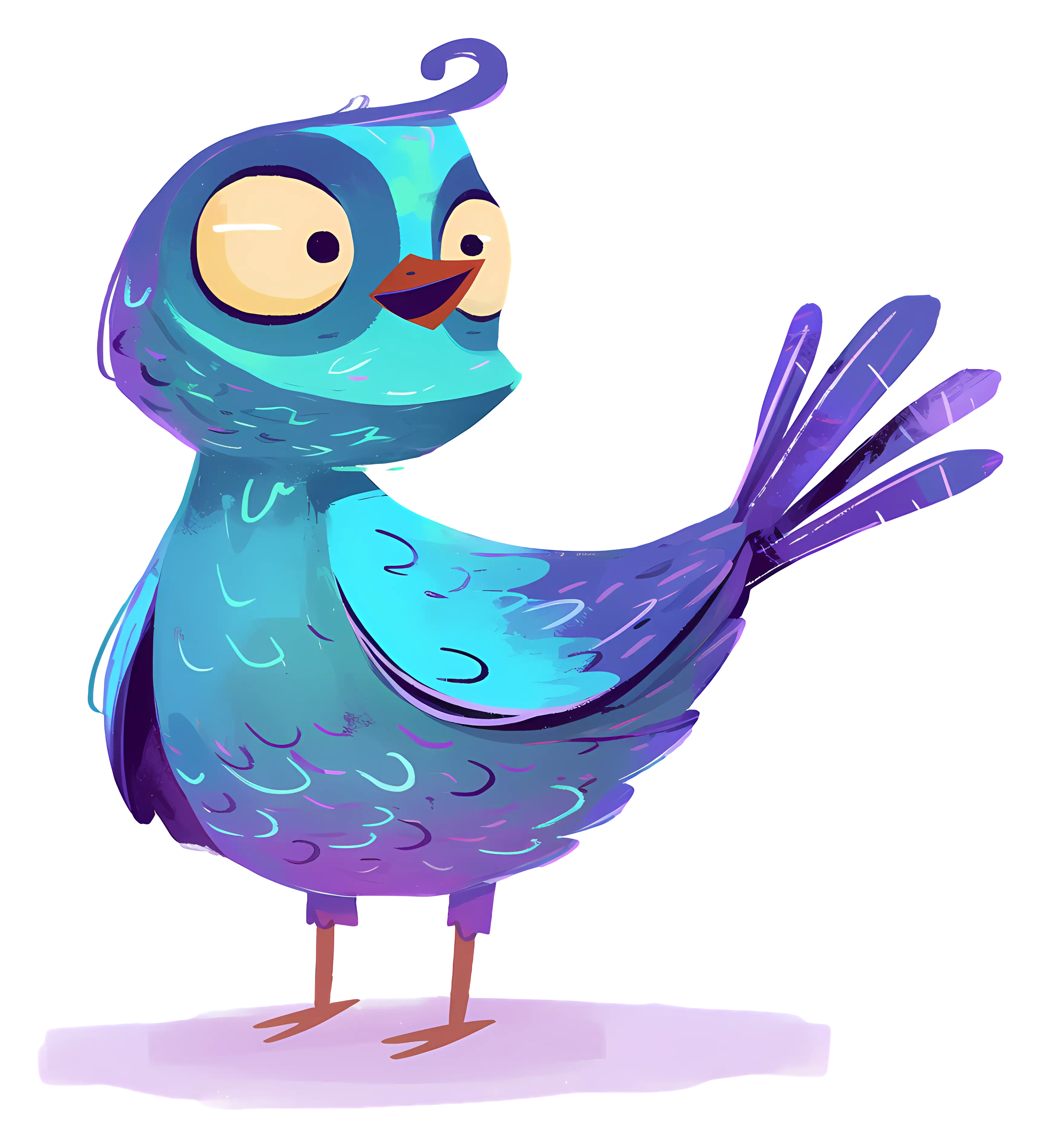 Charming Blue Cartoon Bird
