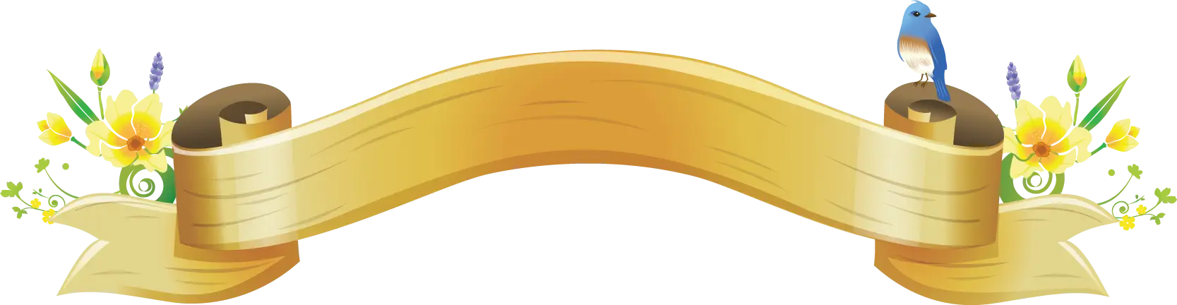 Golden Ribbon with Flowers