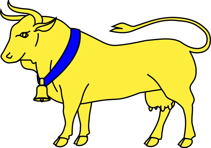 Yellow Bull Illustration with Blue Collar