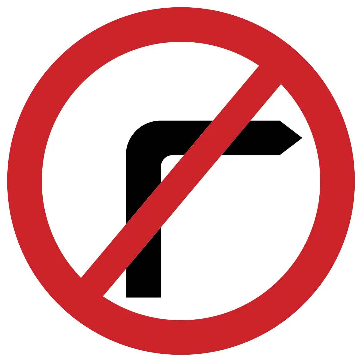 Red No Right Turn Traffic Sign