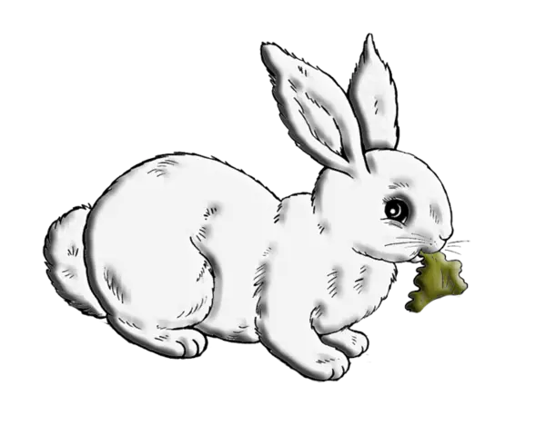 Cartoon Rabbit Eating Leaf