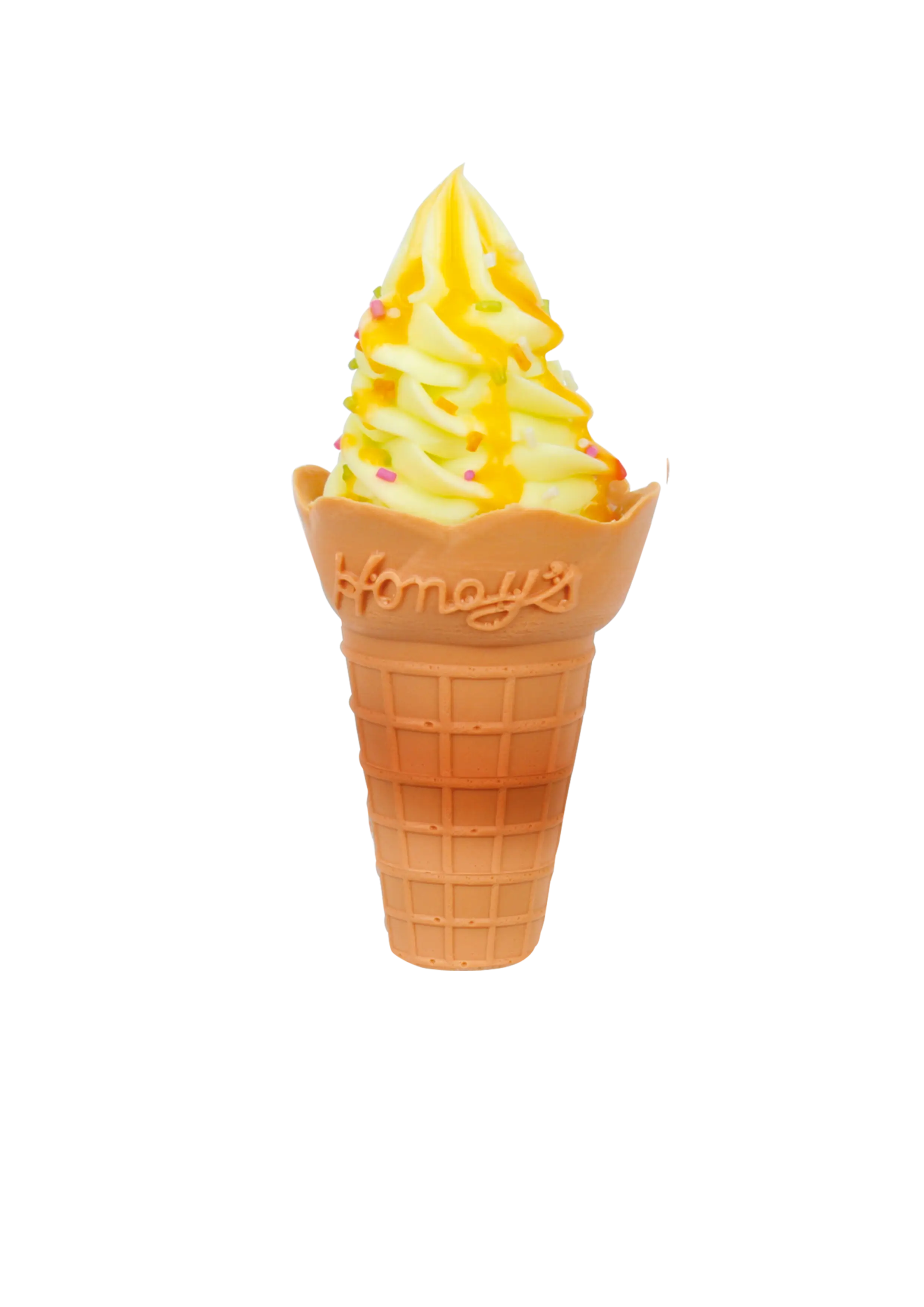 Vanilla Ice Cream Cone with Waffle and Toppings