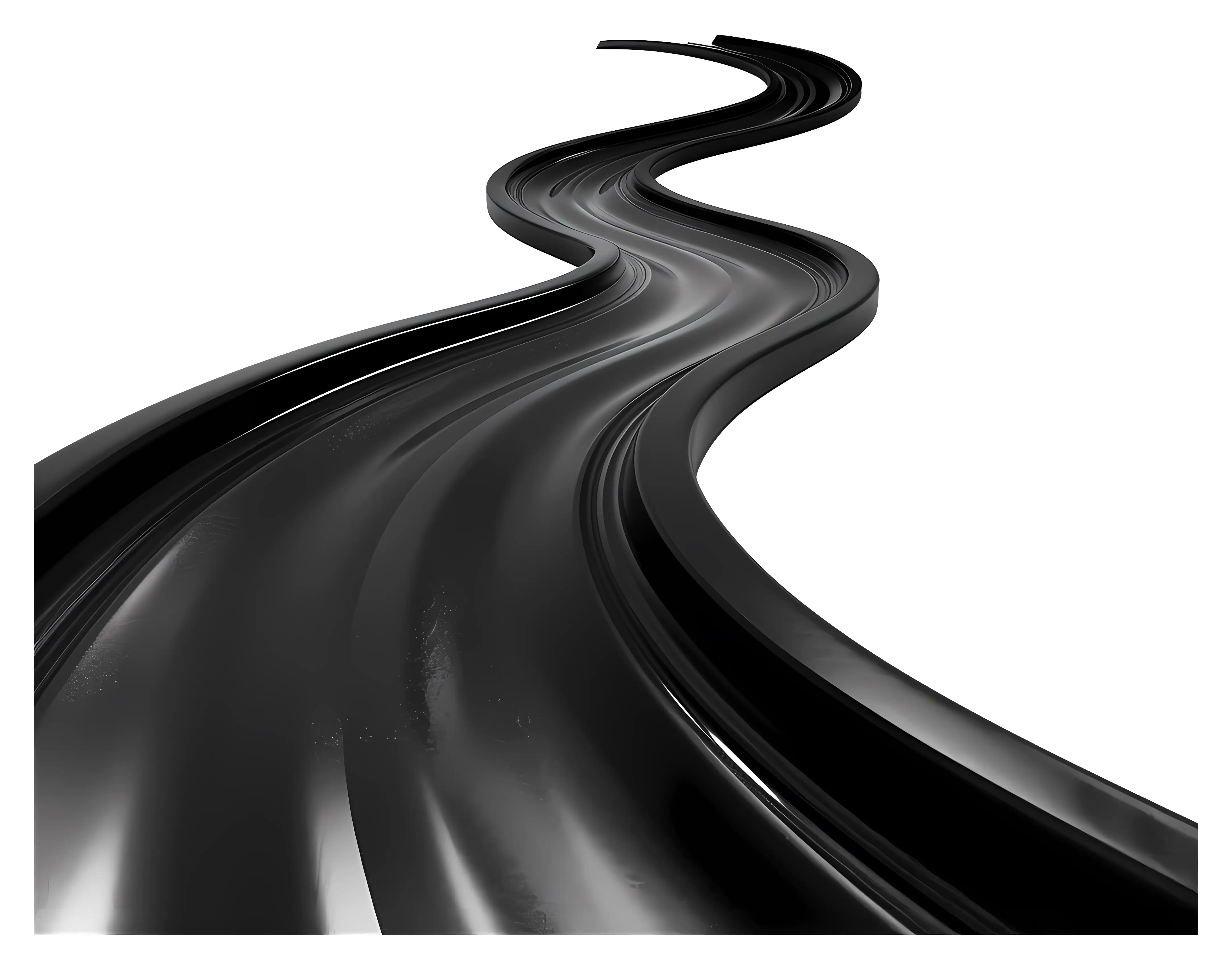 Winding Black Asphalt Road Illustration