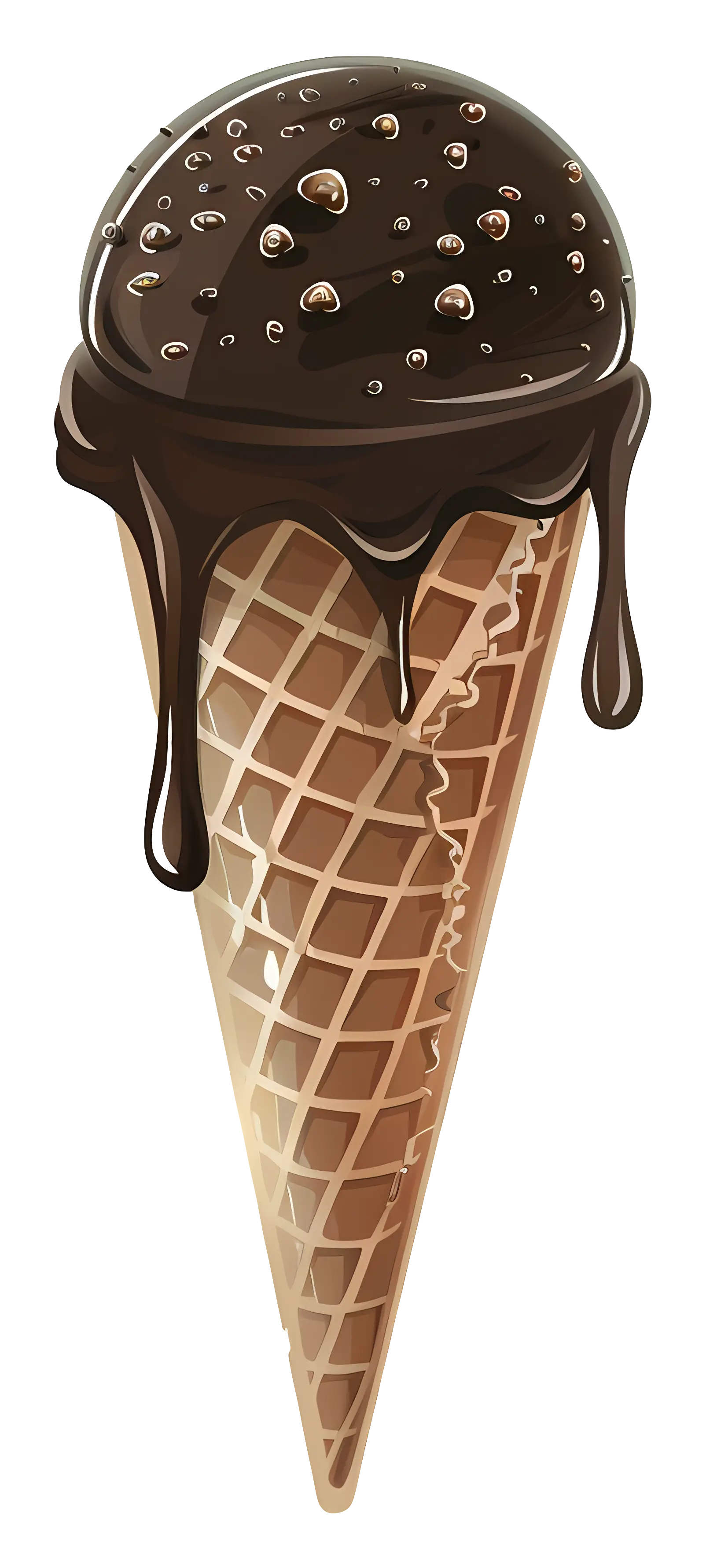 Chocolate Ice Cream Cone Illustration