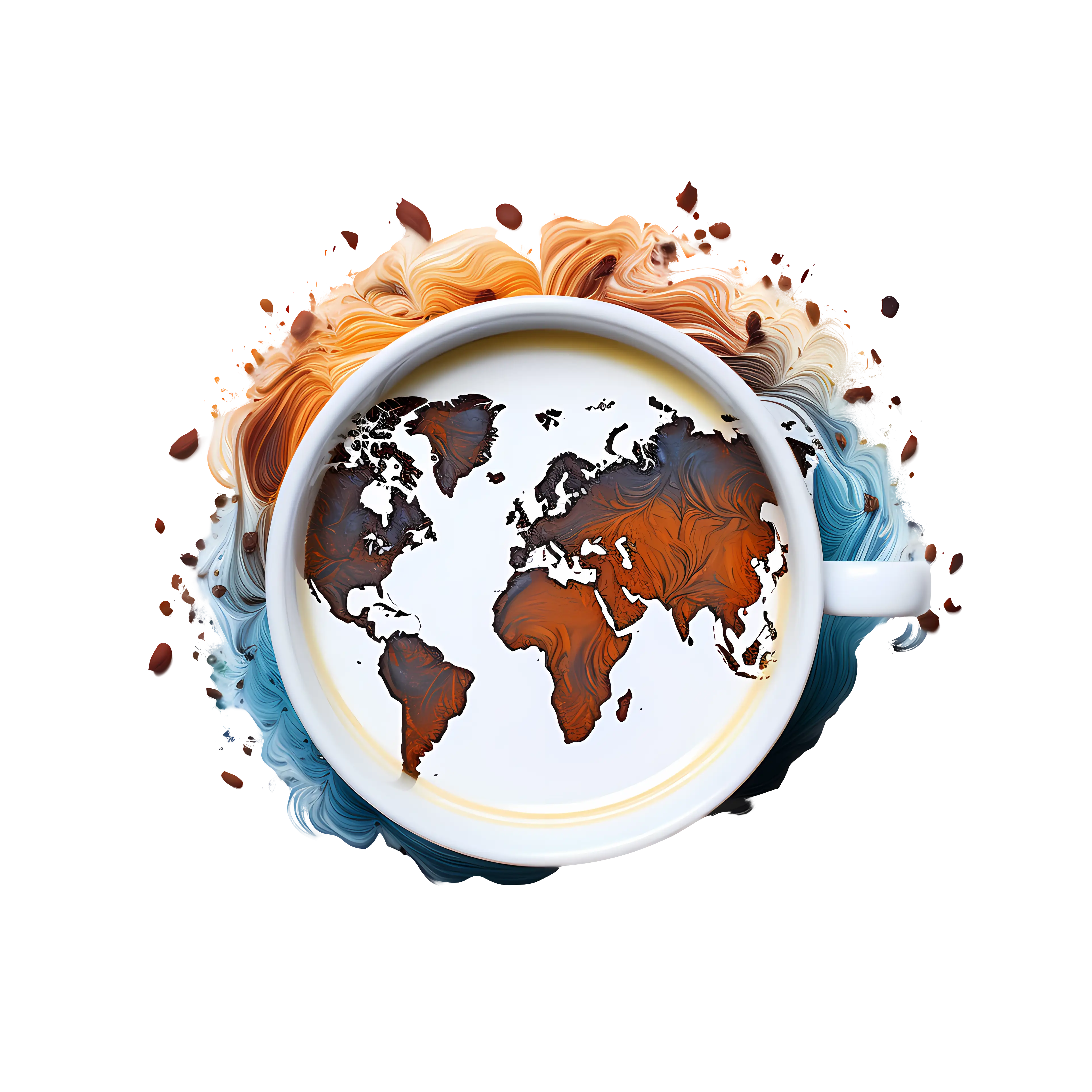 World Map in Coffee Cup
