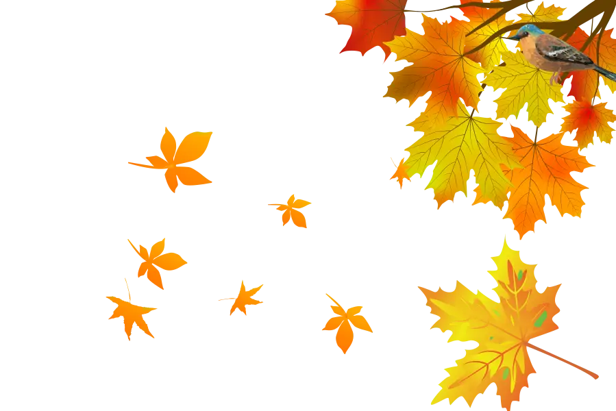 Autumn Leaves with Bird on a Branch