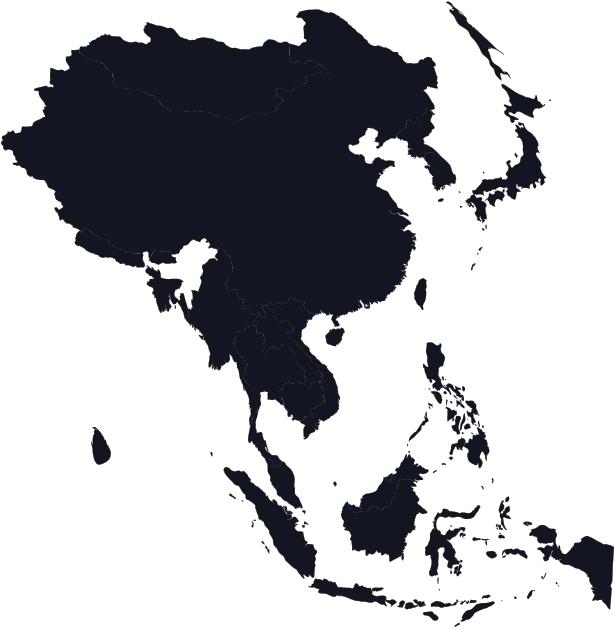 Black Outline Map of Asia