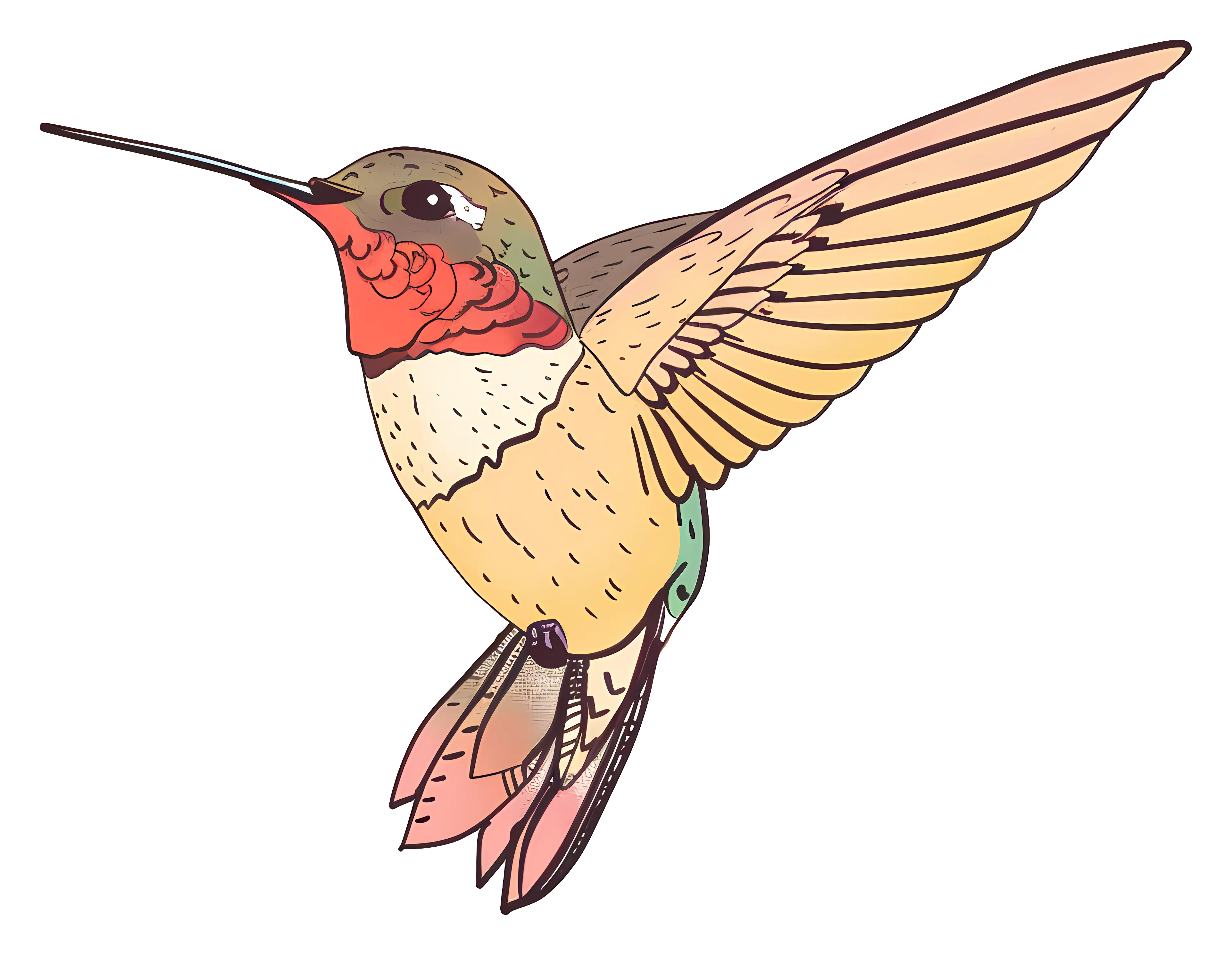 Colorful Flying Hummingbird