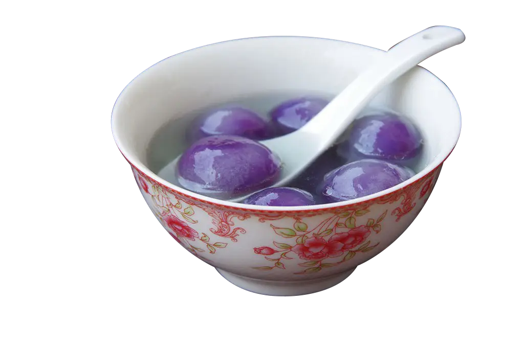 Purple Dumplings in Bowl