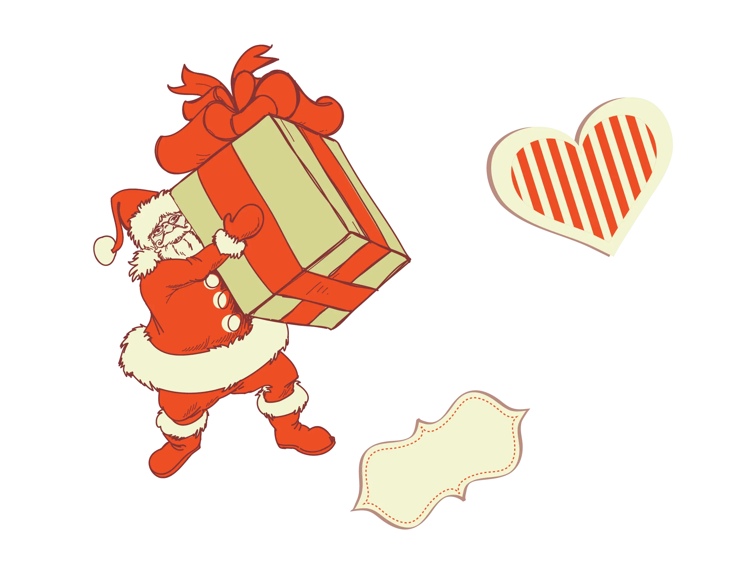 Santa Carrying a Gift Box Illustration