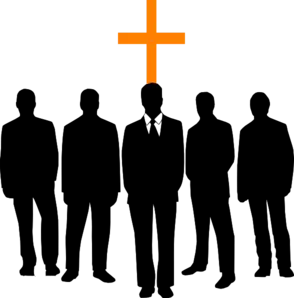 Silhouetted Crowd with Orange Cross