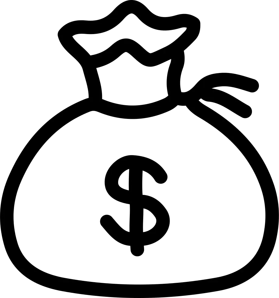 Black and White Money Bag Icon