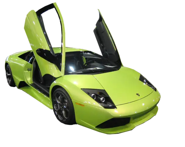Green Sports Car with Open Doors
