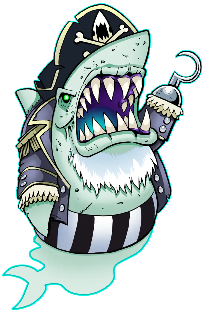 Cartoon Pirate Shark with Hook