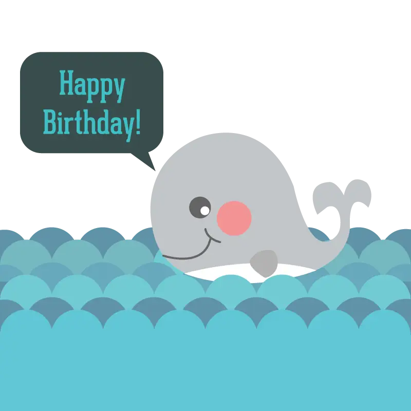 Cute Whale with Birthday Greeting