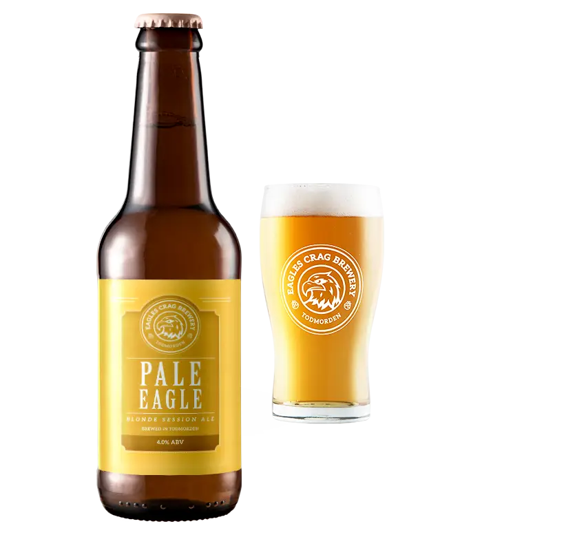 Pale Eagle Beer Bottle and Glass