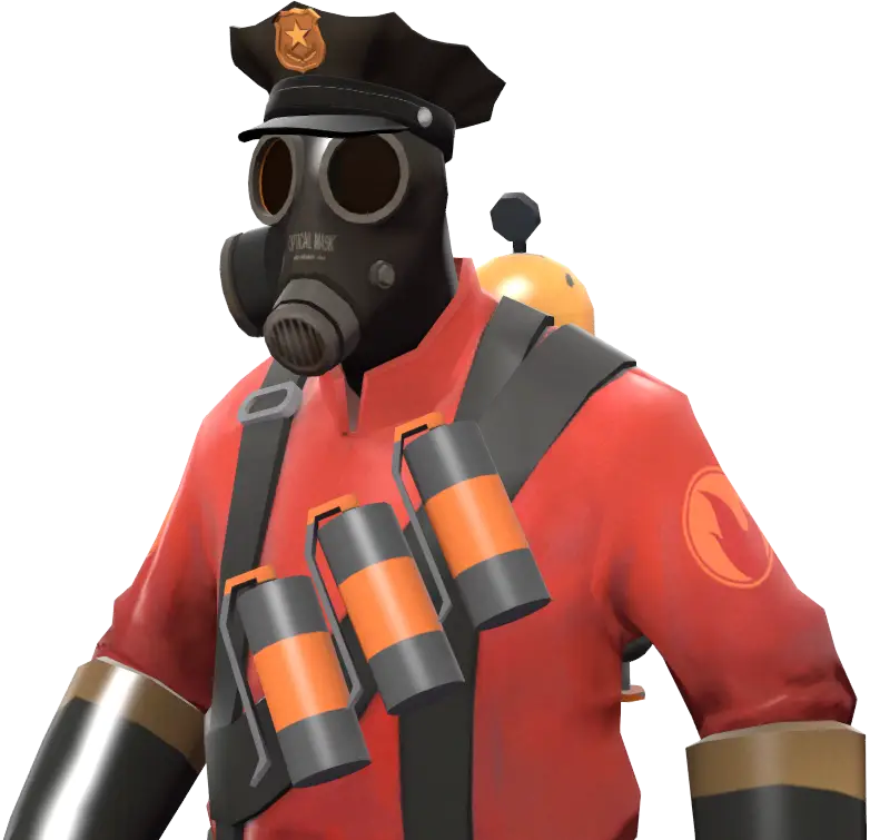 Cartoon Soldier with Gas Mask and Red Outfit