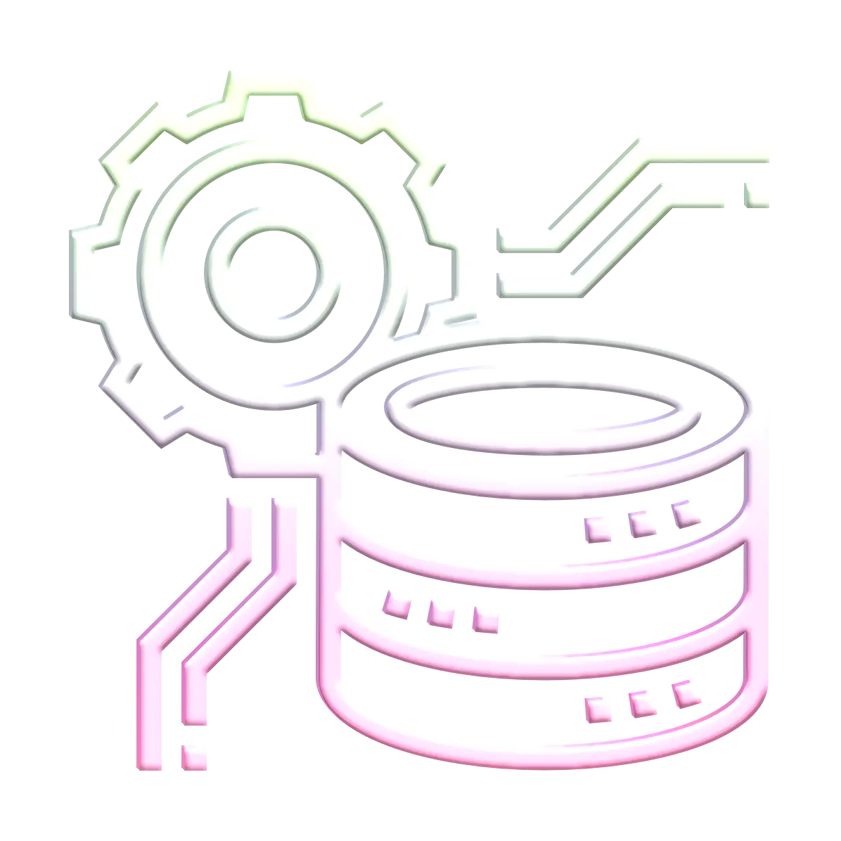 Database and Gear Icon for Technology Concept