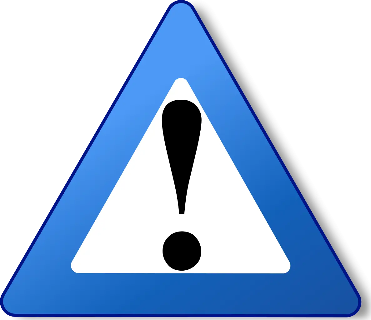 Caution Warning Sign in Blue Triangle