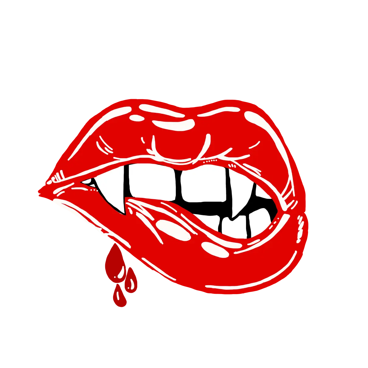 Vampire Lips Biting Illustration with Blood