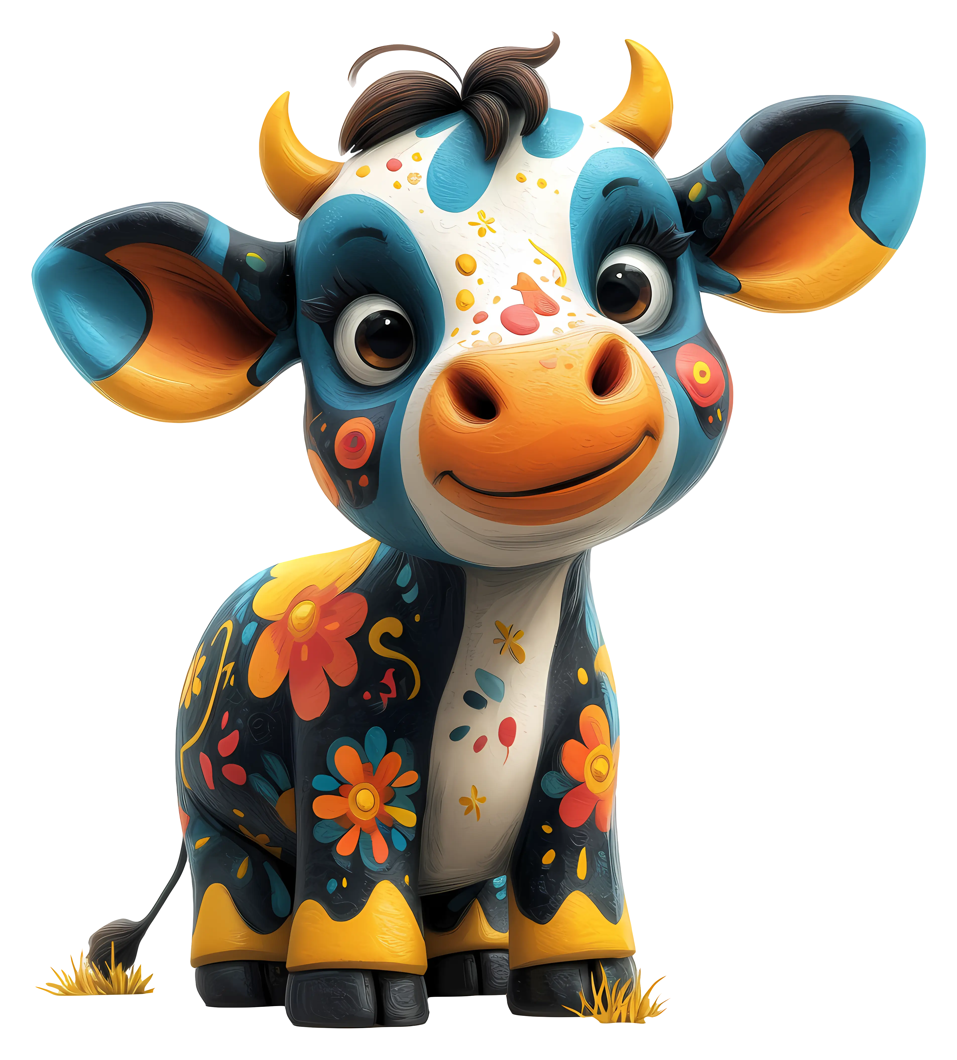 Colorful Decorative Cow Character