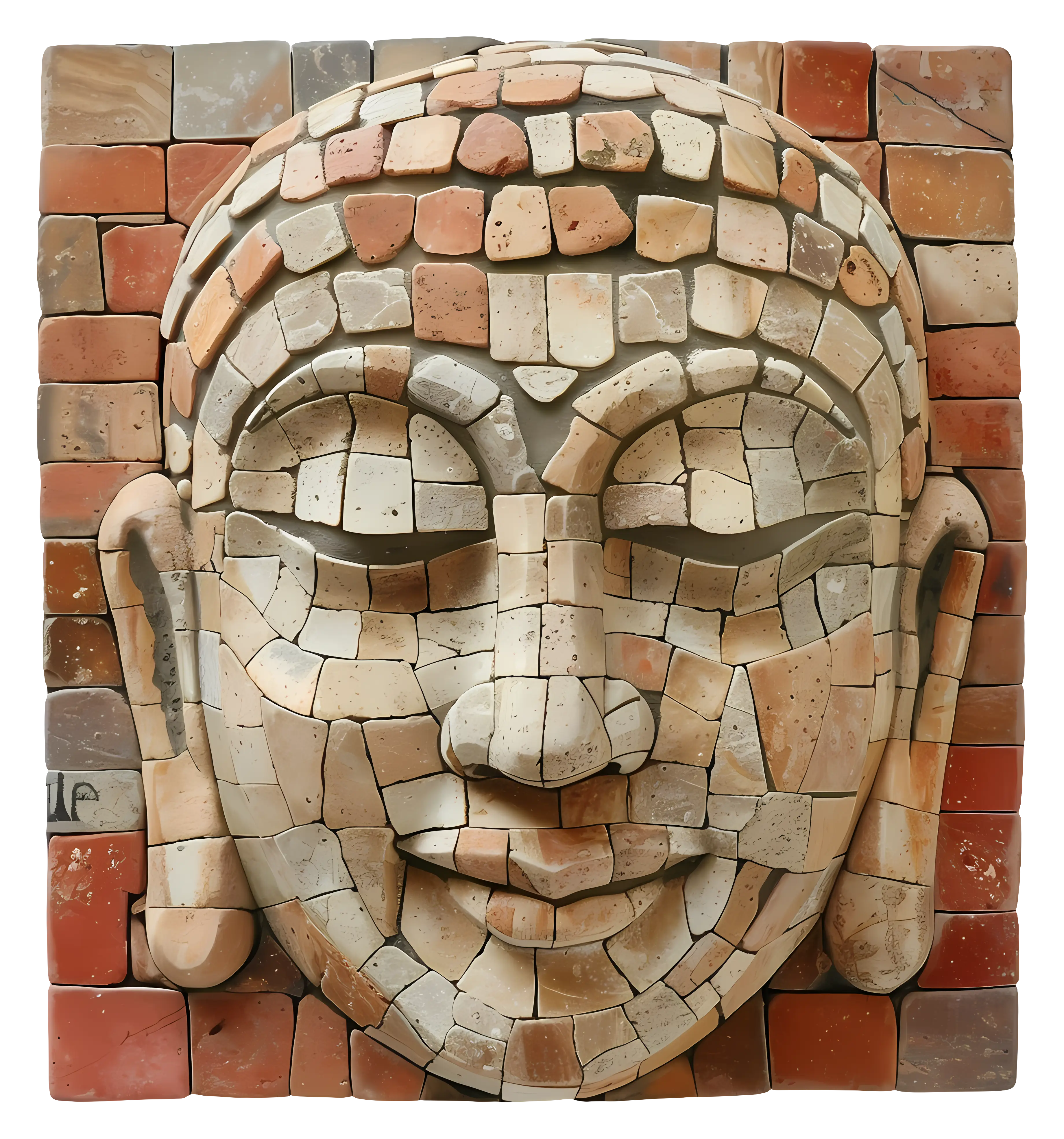 Stone Buddha Face Sculpture
