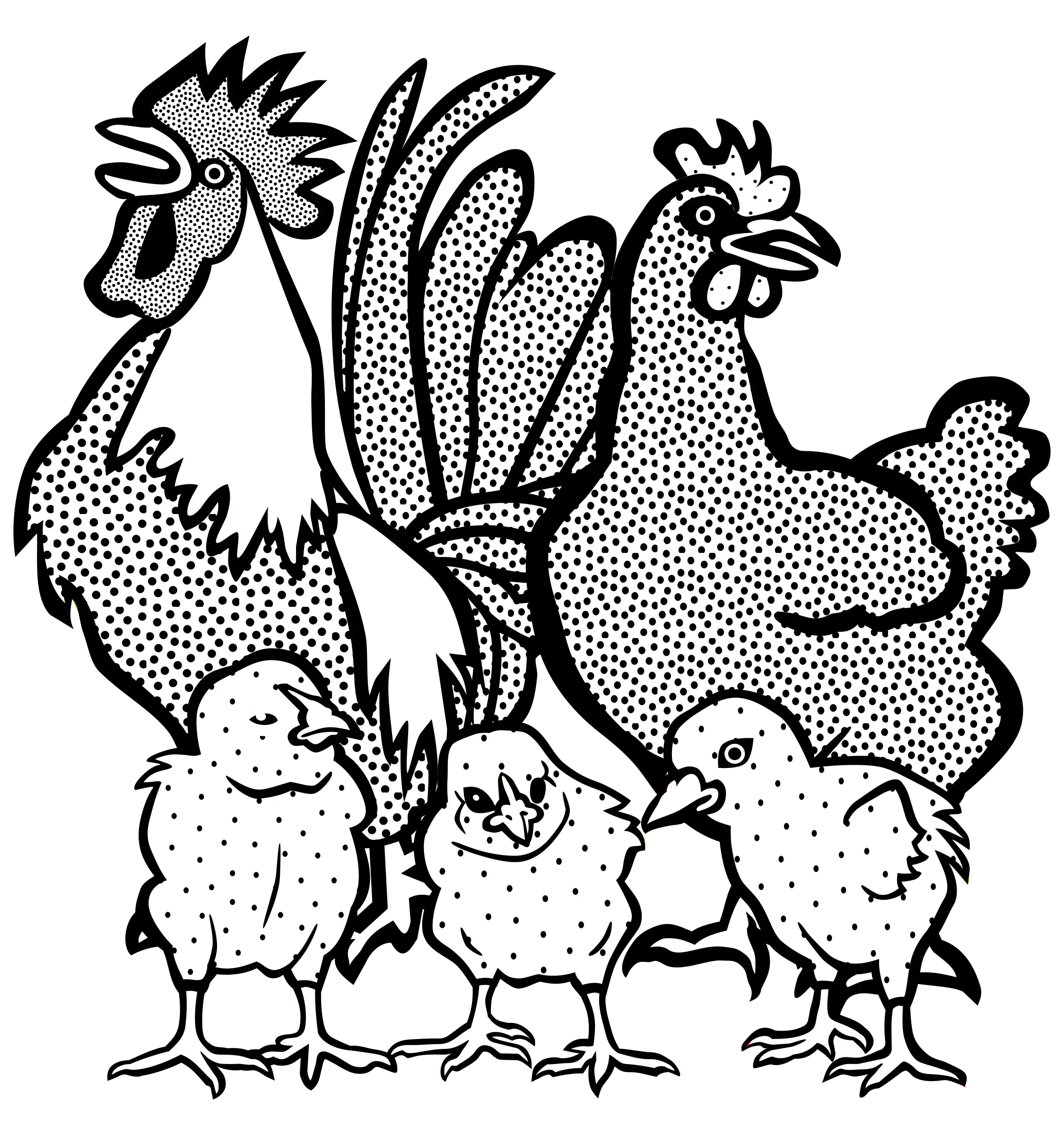 Illustration of Chickens and Chicks