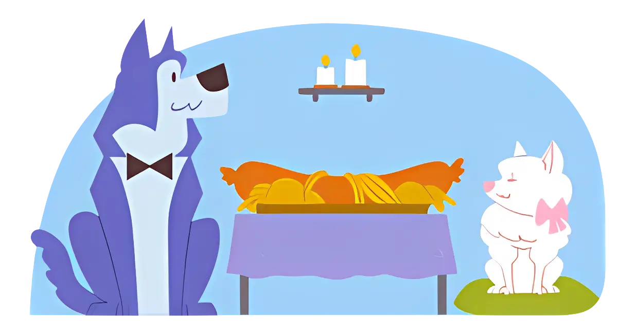 Dogs Enjoying Dinner