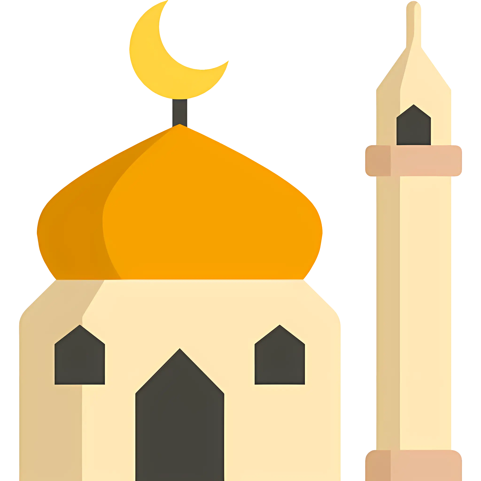 Mosque with Minaret and Crescent