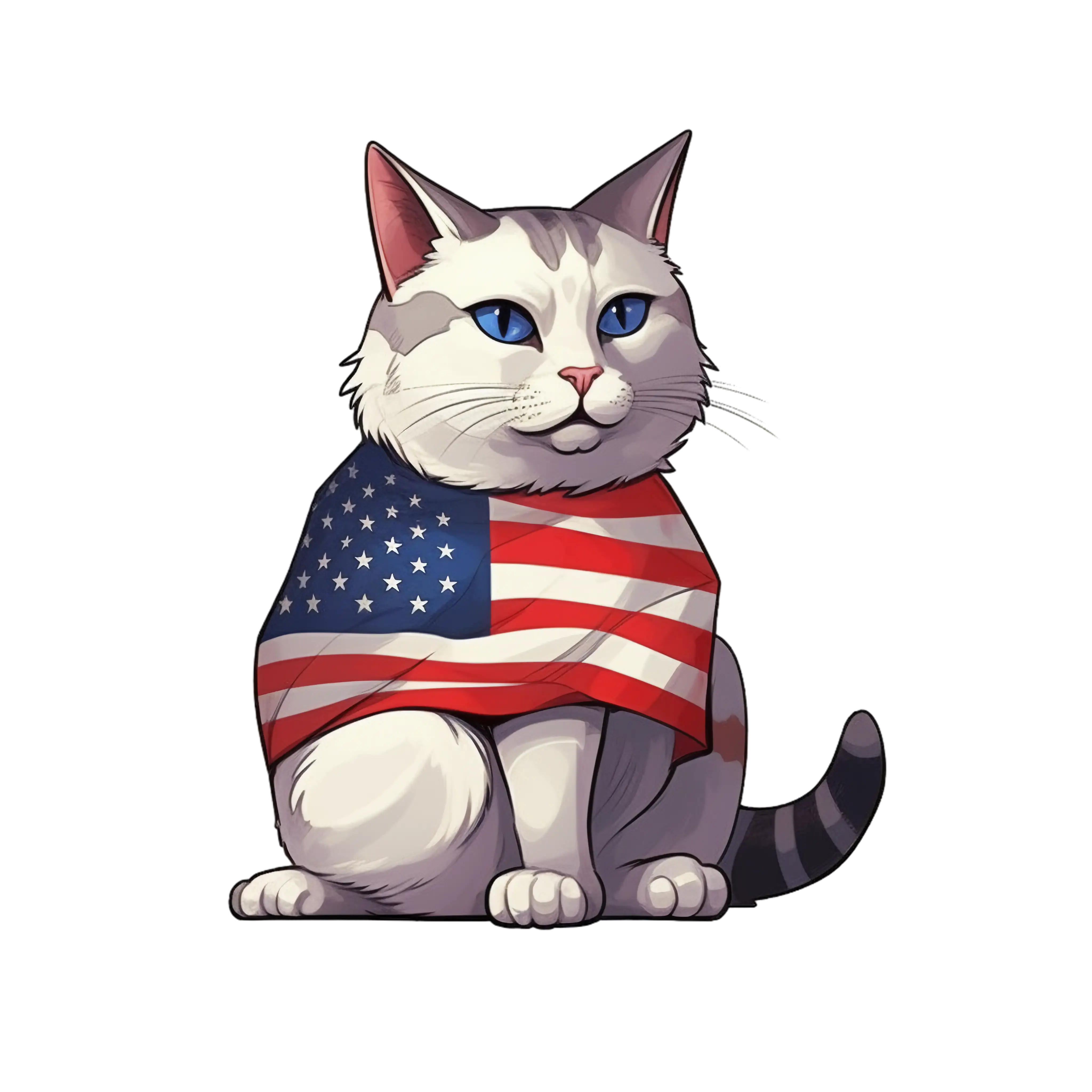 Patriotic Cat with American Flag