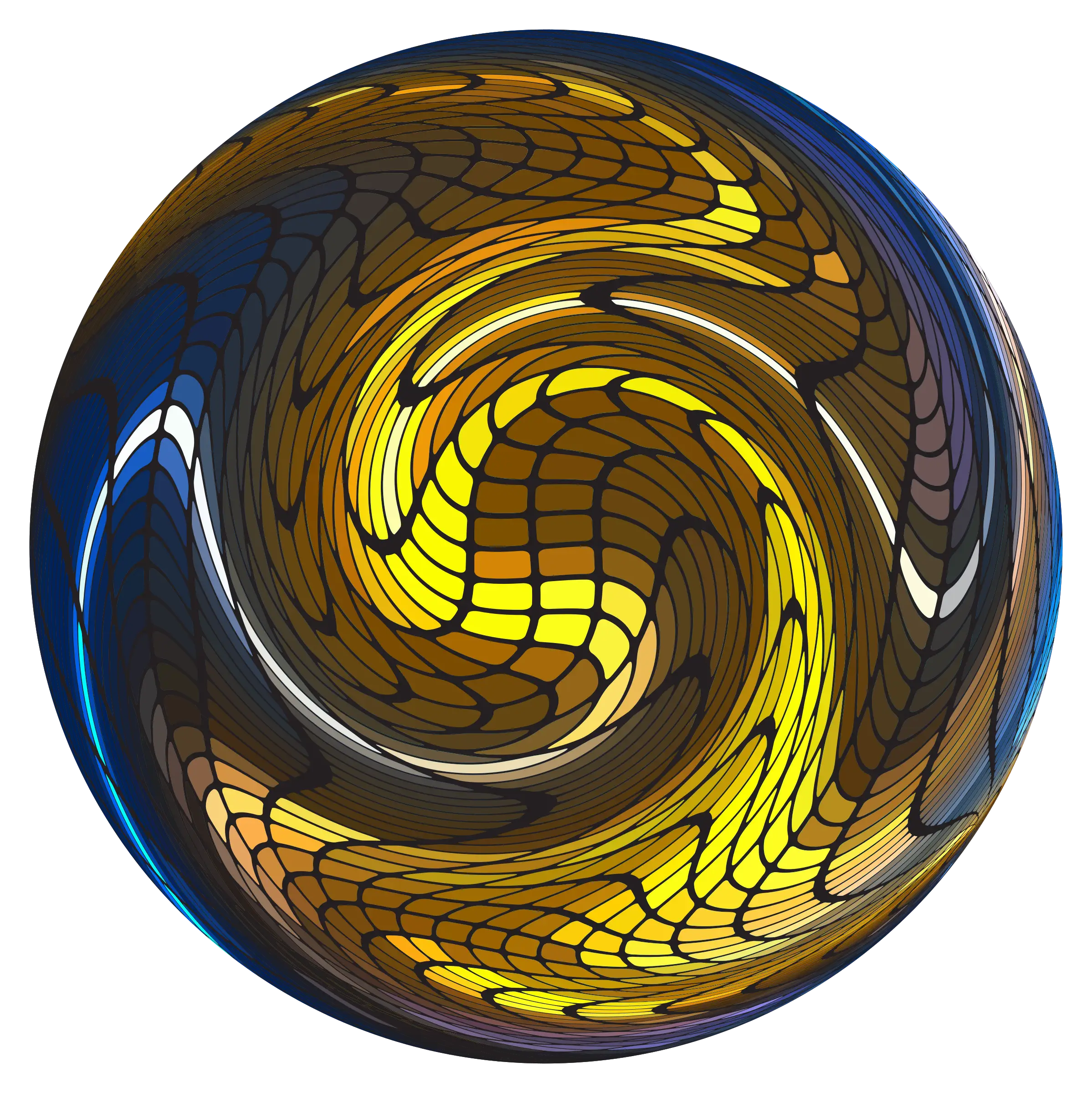 Yellow and Blue Swirl Sphere