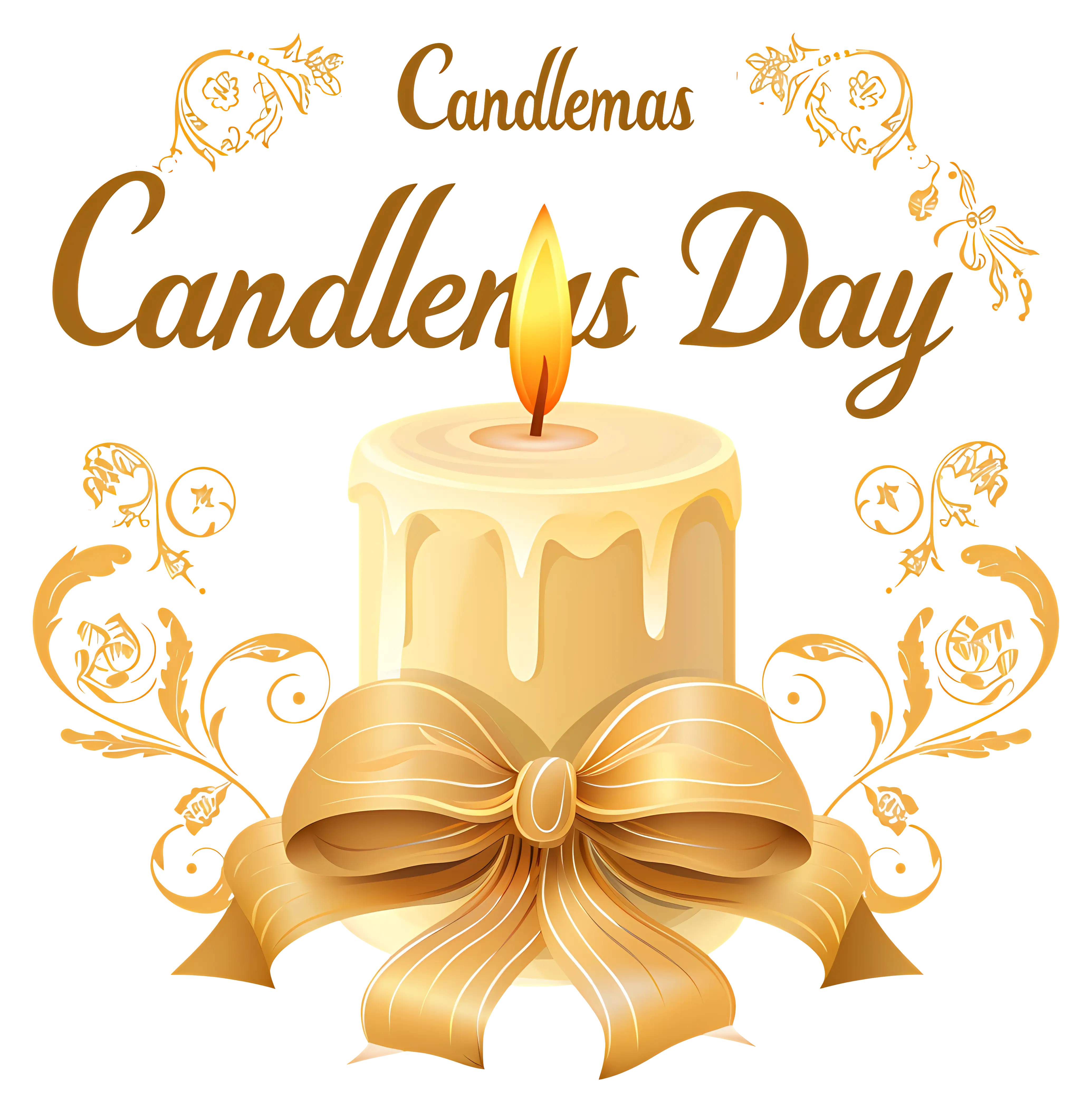 Candlemas Candle with Golden Decorations