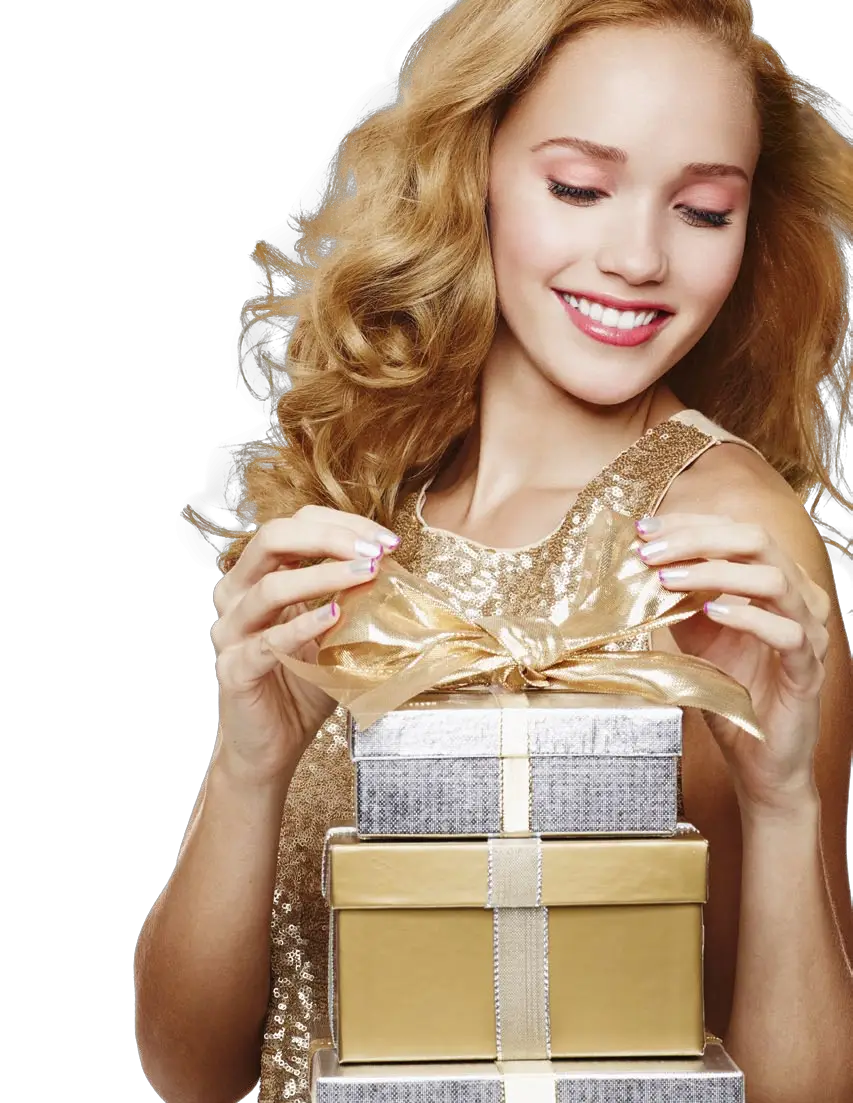 Woman Holding Gift Boxes