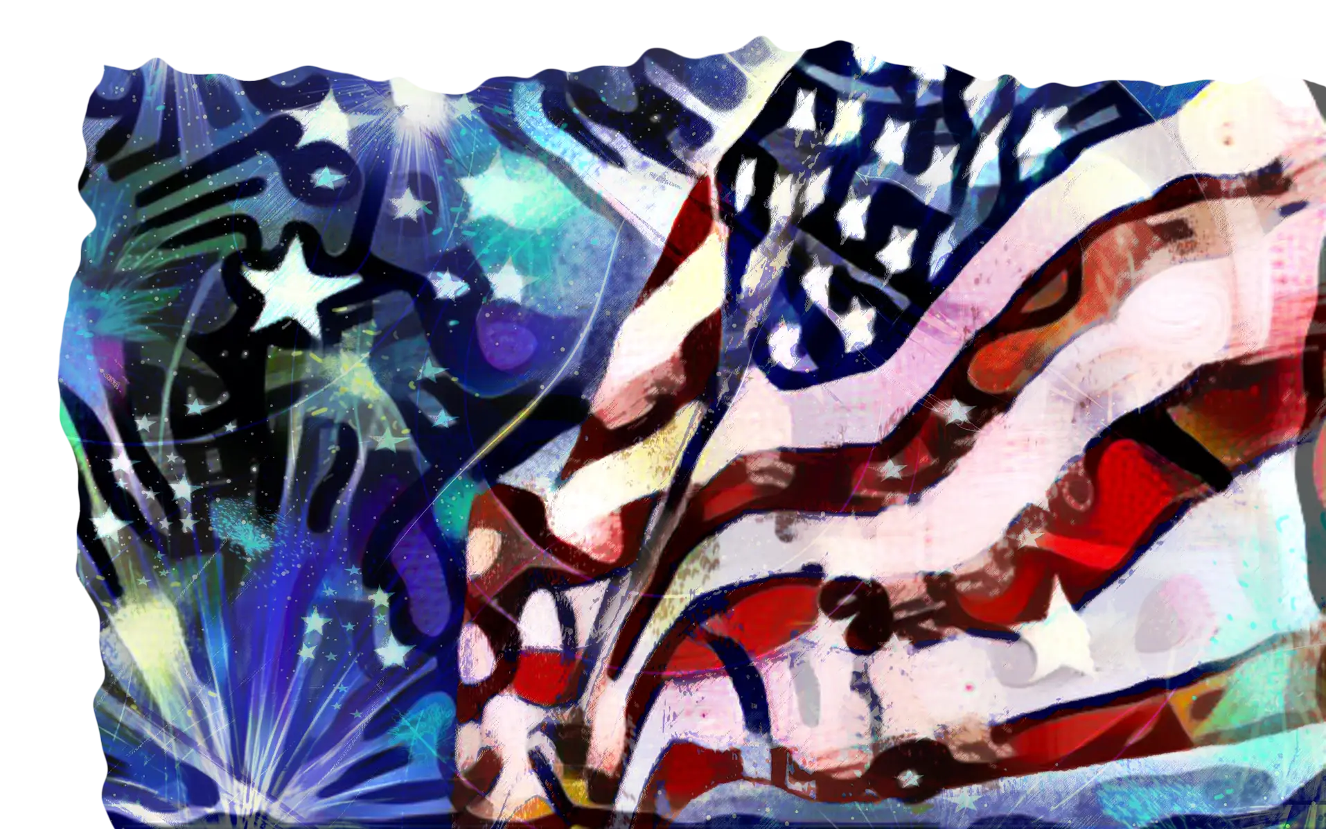 Abstract American Flag with Stars and Stripes