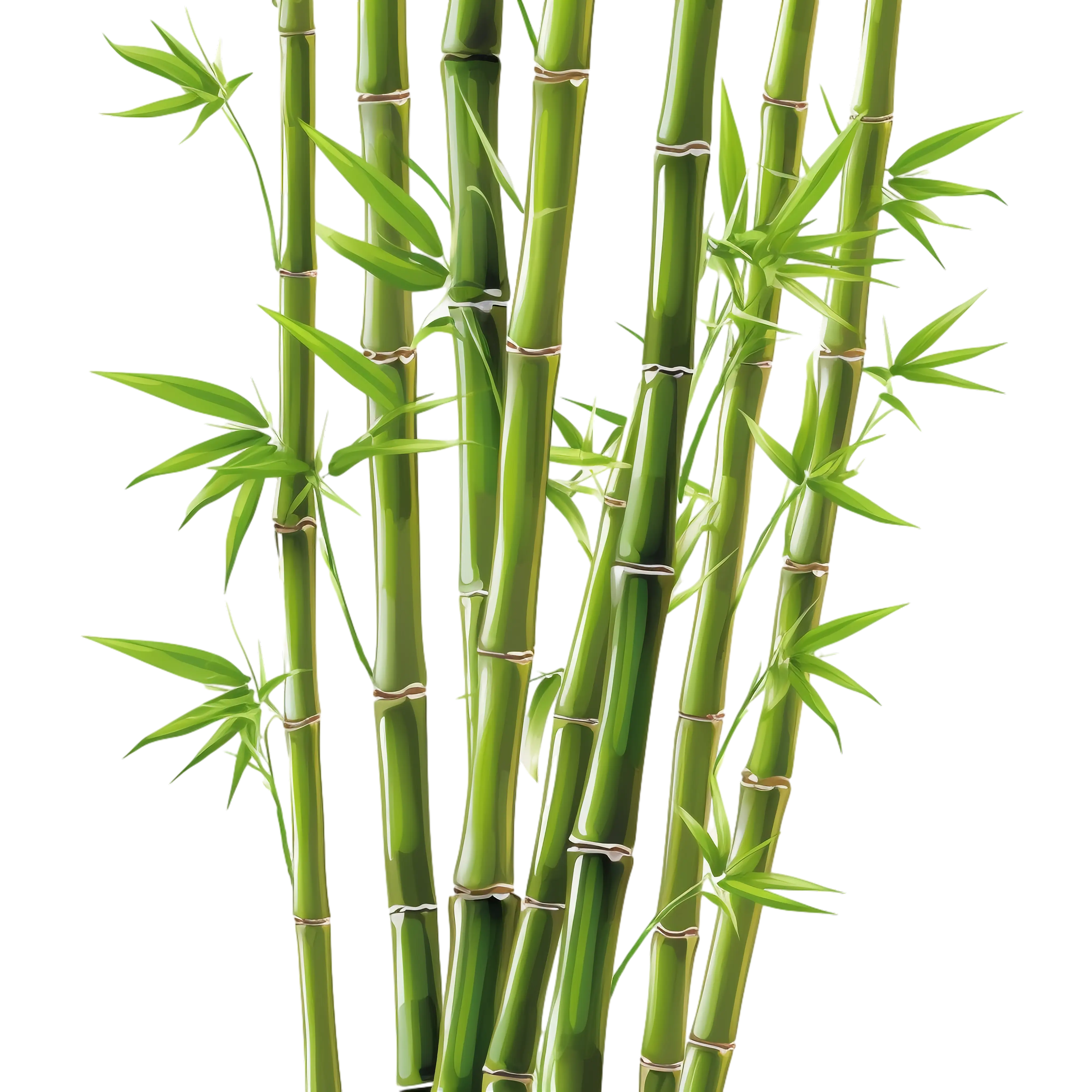 Green Bamboo Stems with Leaves