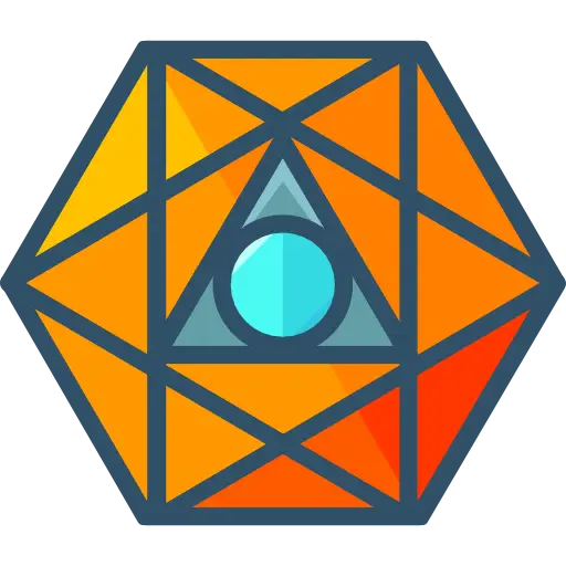 Colorful Geometric Icon with Hexagon and Triangle