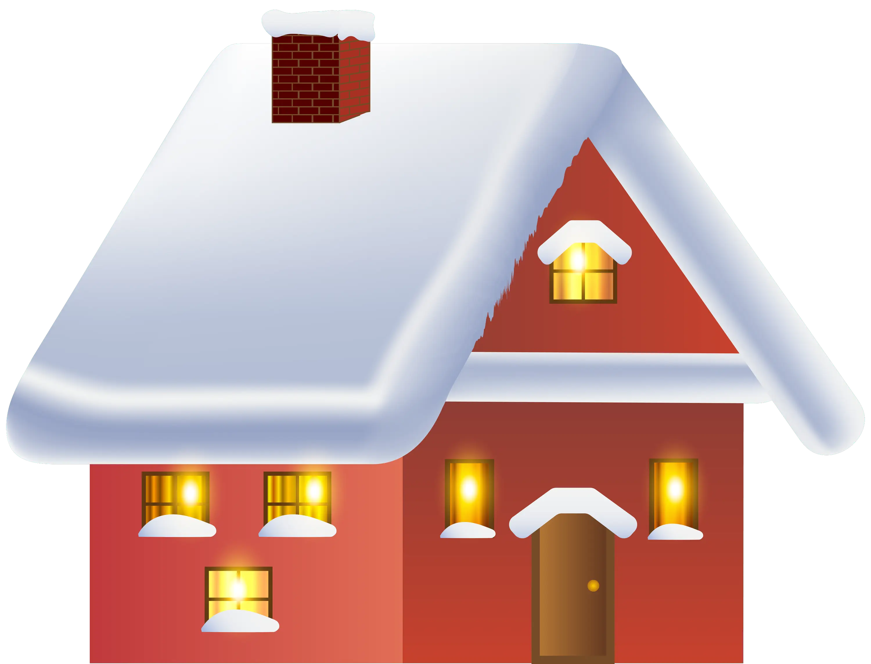 Red Snow-Covered House Illustration