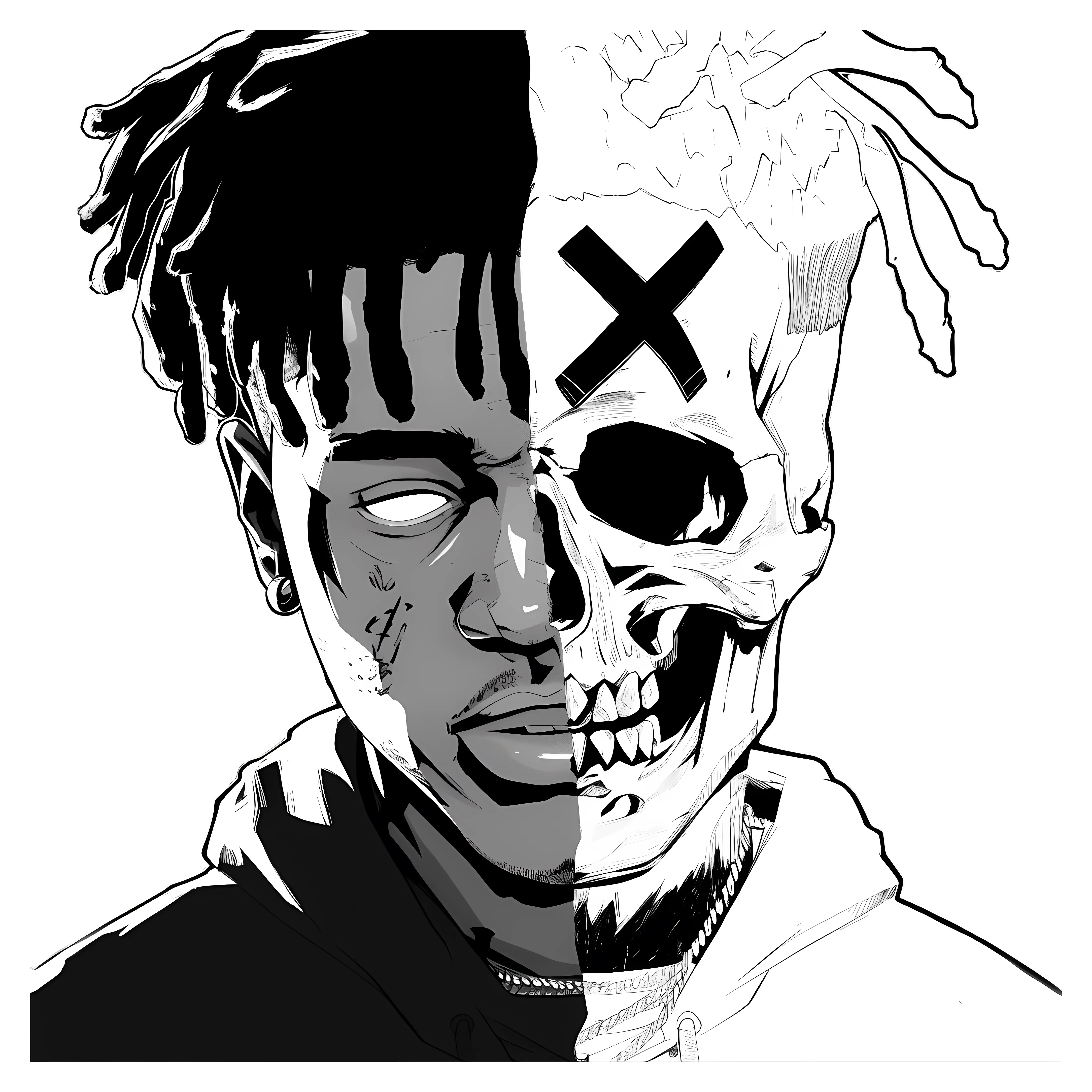 Half Skull Face Art