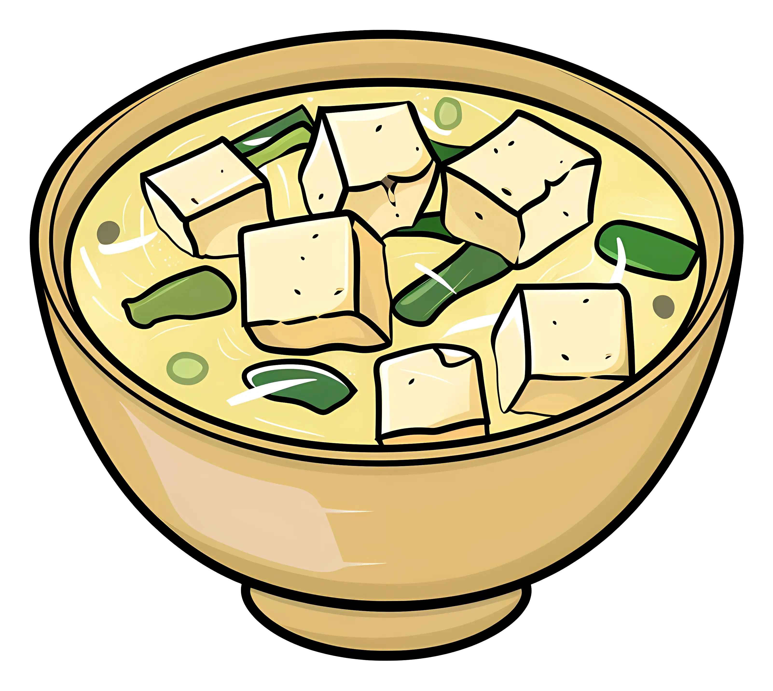 Bowl of Tofu Soup Illustration