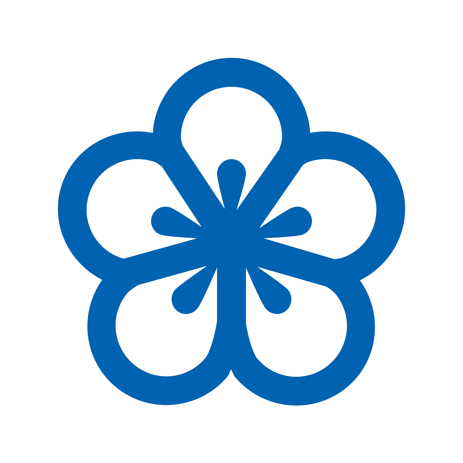 Stylized Blue Flower Icon with Five Petals